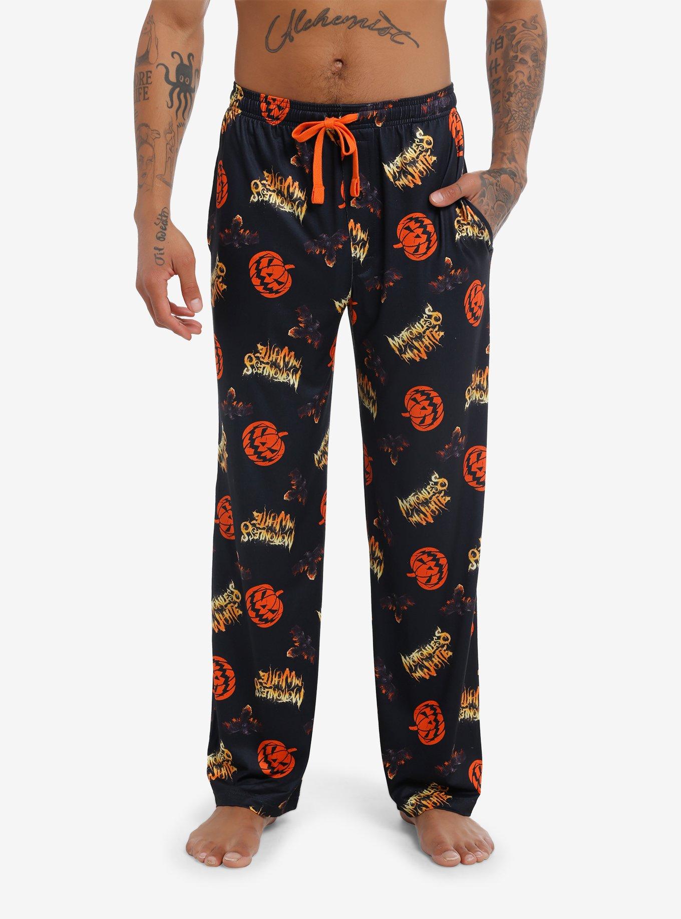 Motionless In White Crows & Jack-O'-Lanterns Pajama Pants, BLACK, hi-res