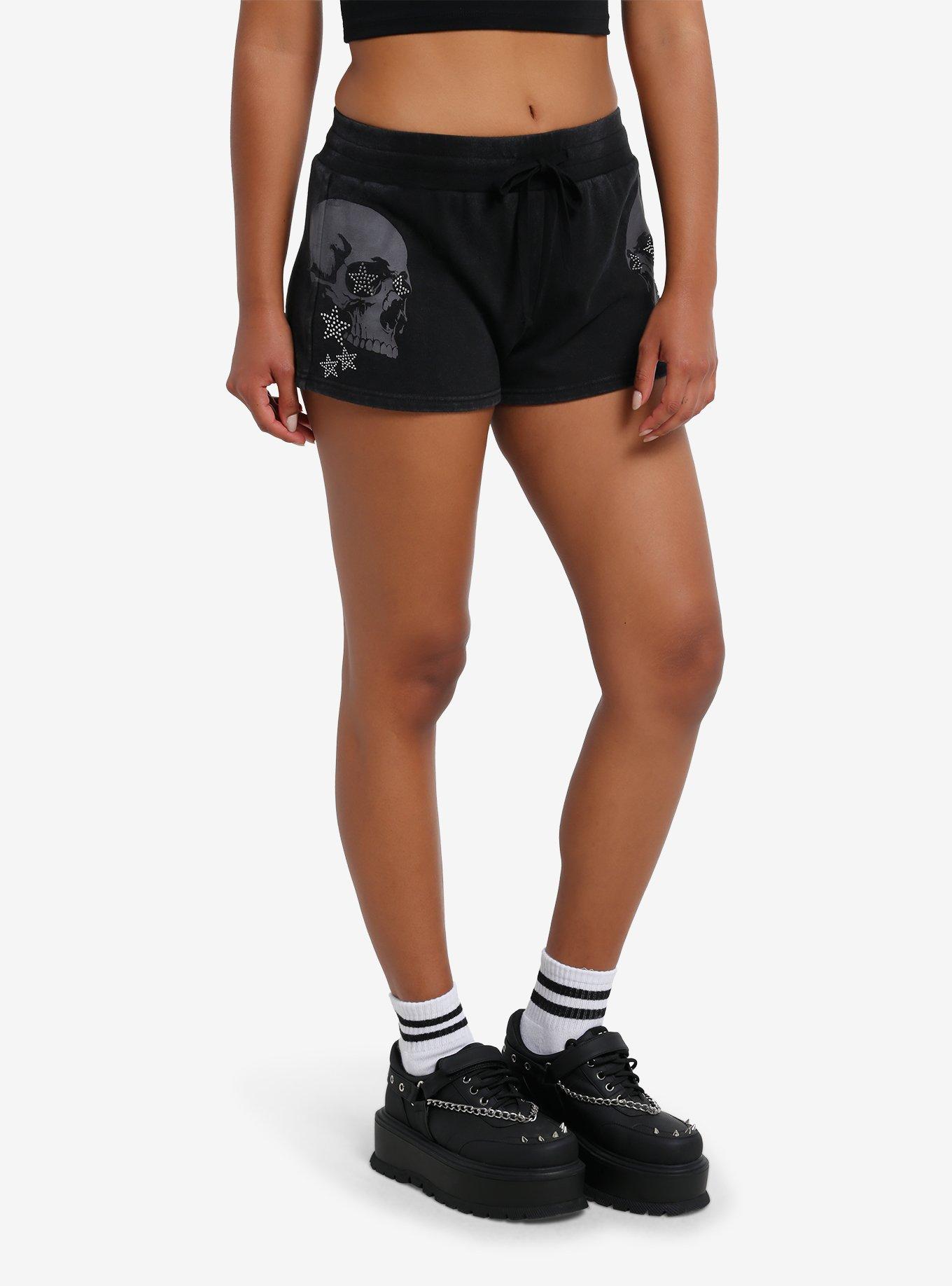 Social Collision Skulls & Rhinestone Stars Girls Lounge Shorts