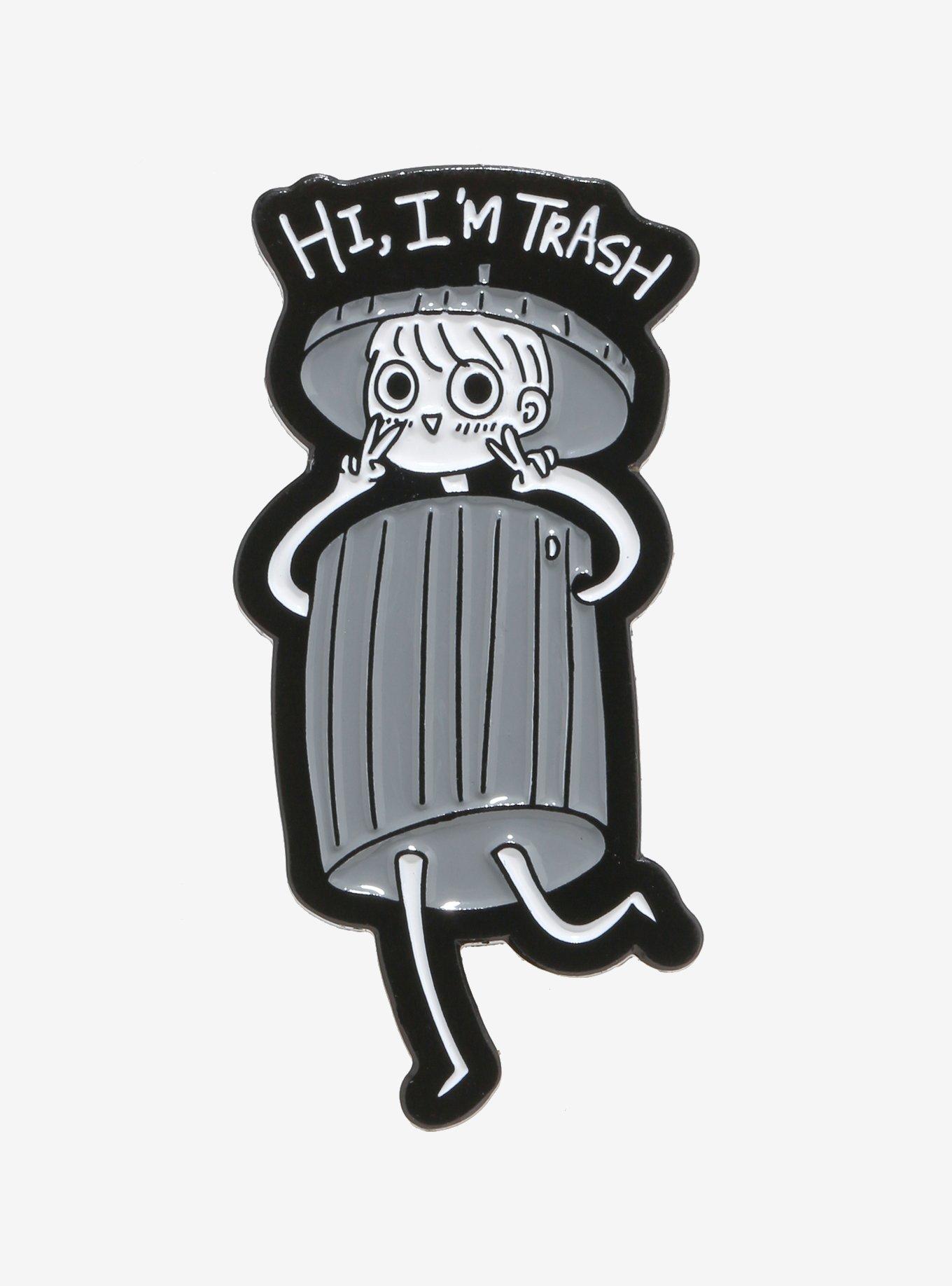 Hootles Art I'm Trash Enamel Pin, , hi-res