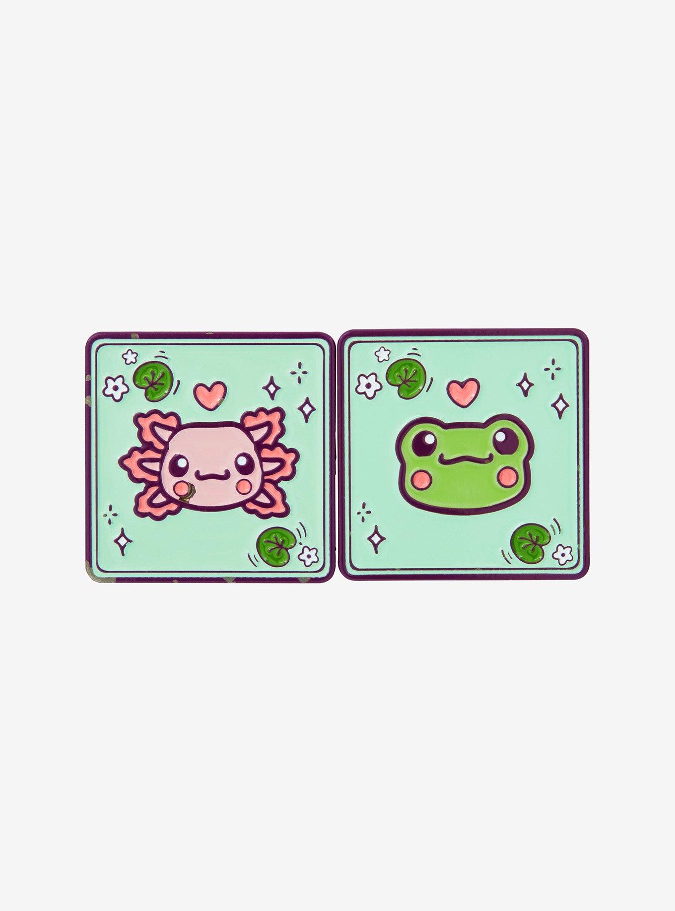 Axolotl & Frog Card Enamel Pin Set By Naomi Lord Art, , hi-res