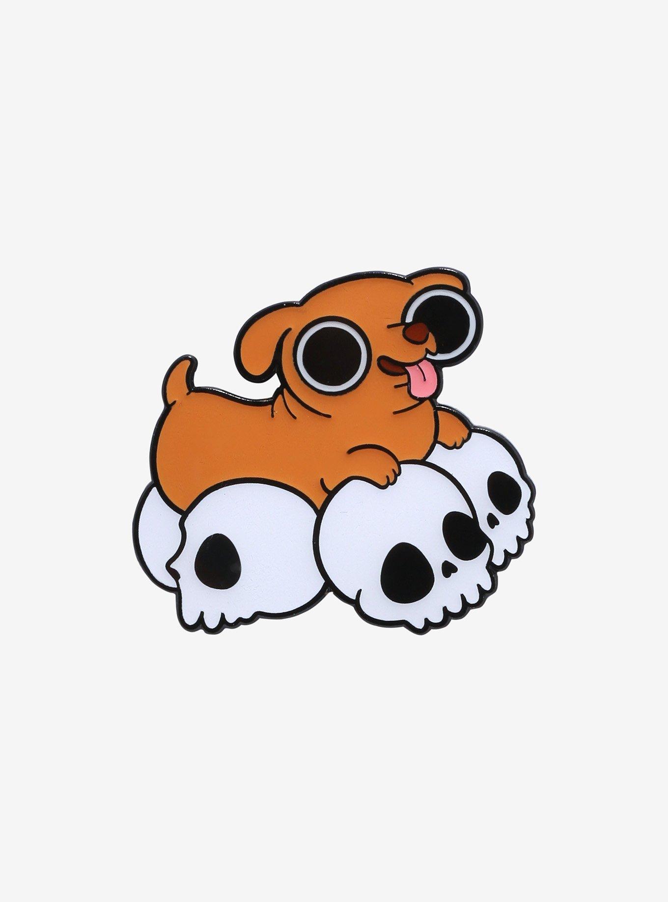 Doxie Dog On Skulls Enamel Pin By Sprinkle Bat, , hi-res