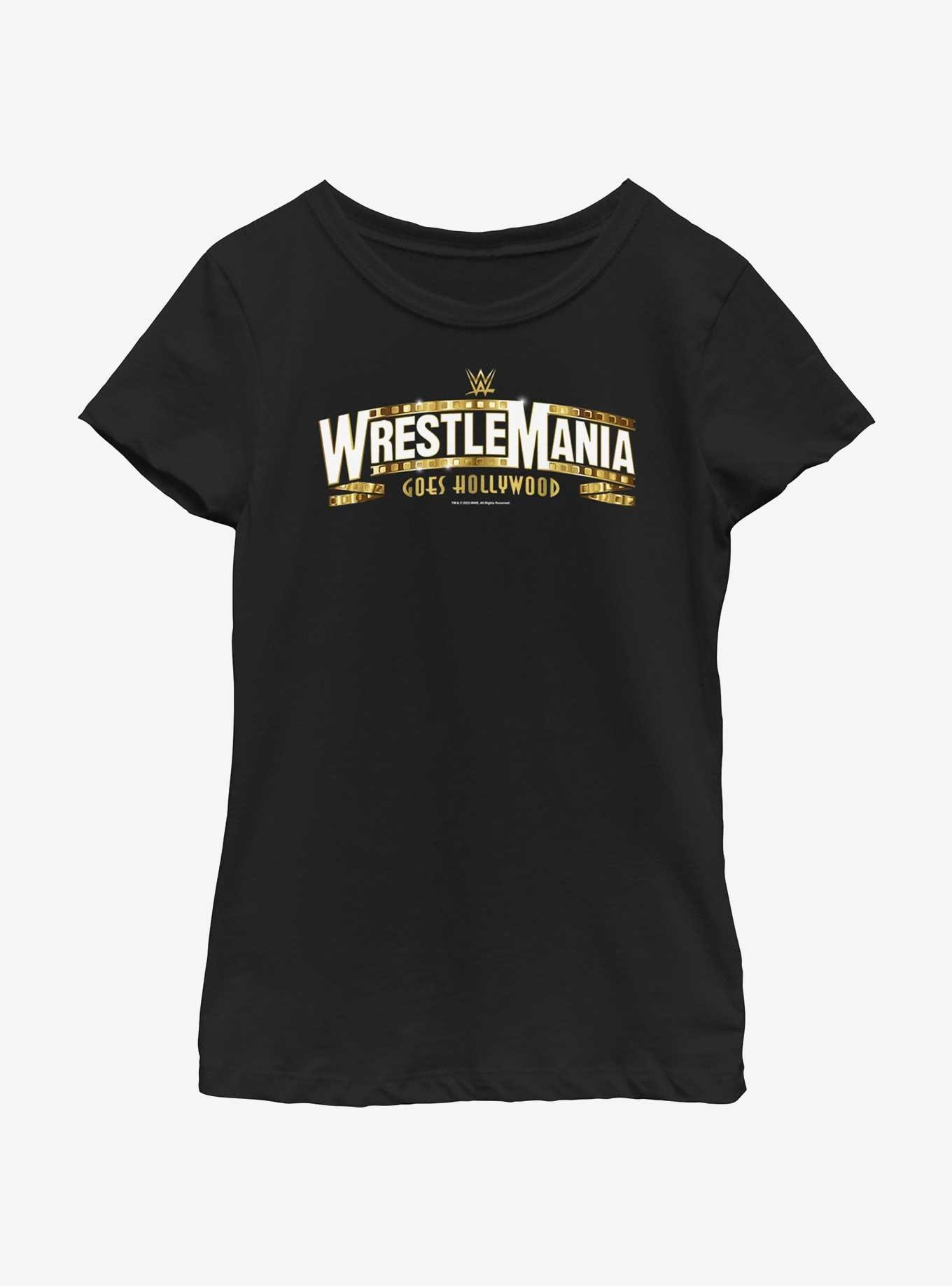 WWE WrestleMania Goes Hollywood 39 Logo Youth Girls T-Shirt