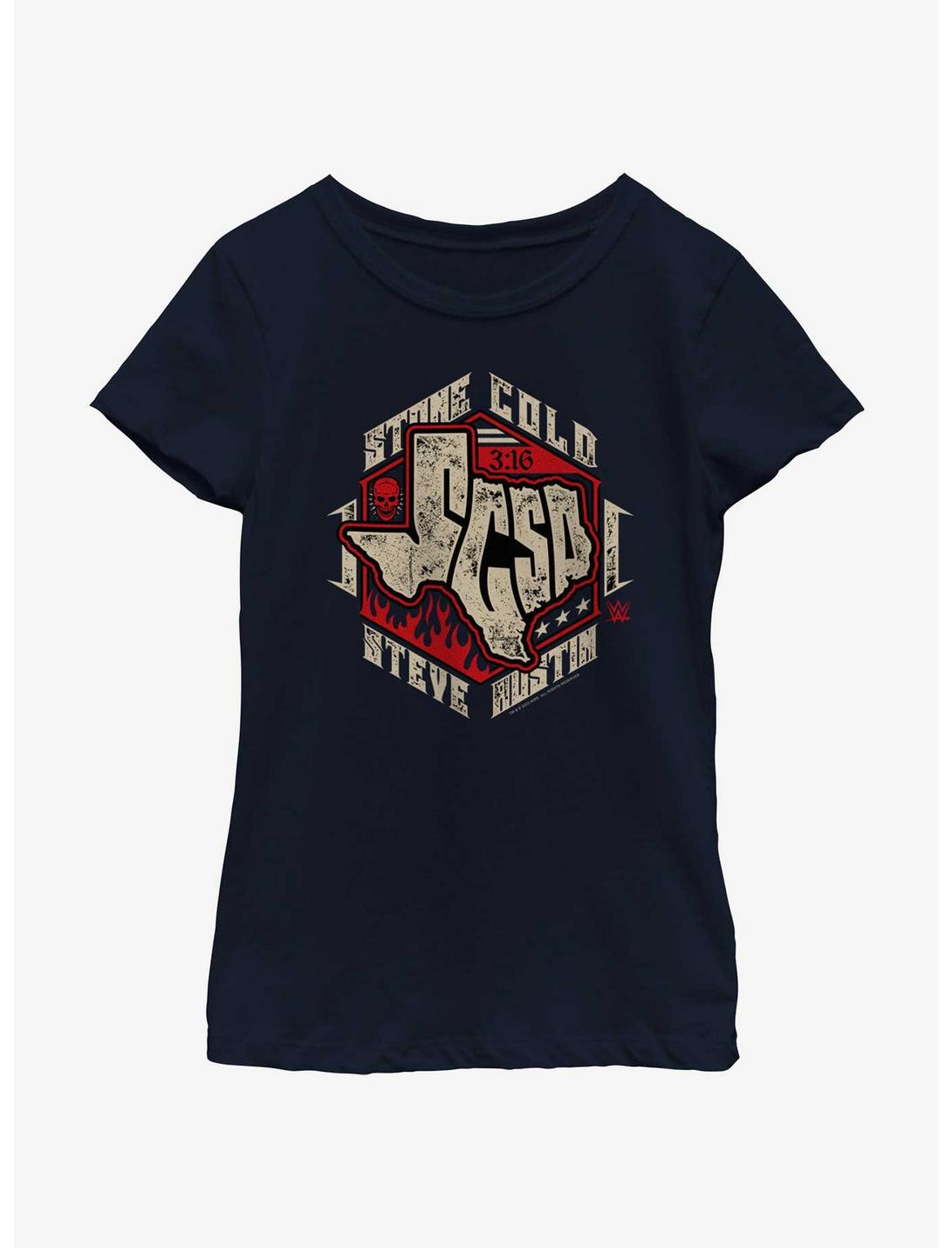 WWE Stone Cold Steve Austin Texas Logo Youth Girls T-Shirt, NAVY, hi-res