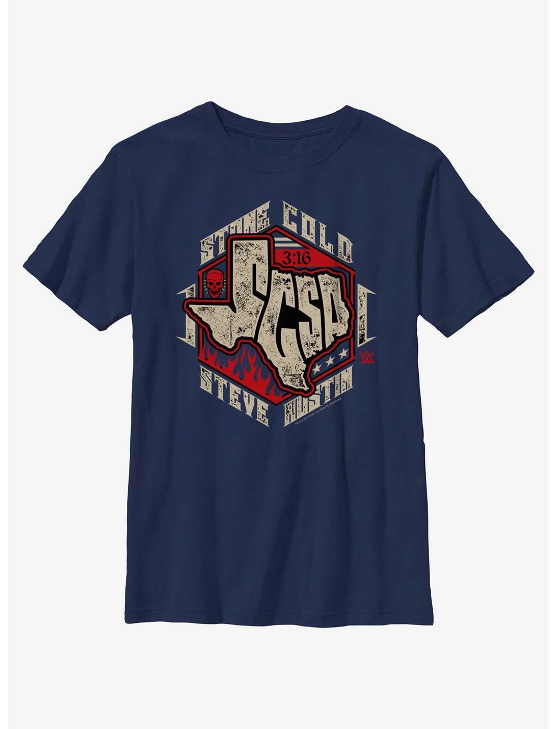 WWE Stone Cold Steve Austin Texas Logo Youth T-Shirt, NAVY, hi-res