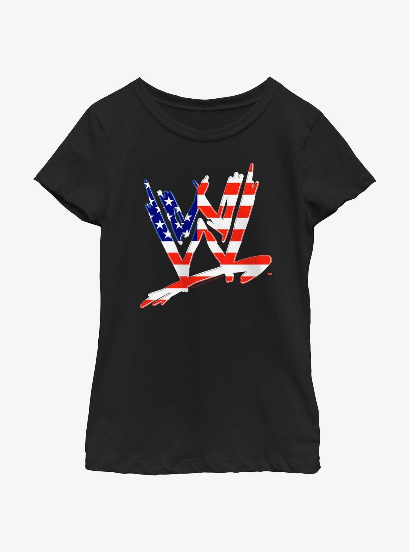 WWE American Flag Logo Youth Girls T-Shirt