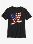 WWE American Flag Logo Youth T-Shirt, BLACK, hi-res
