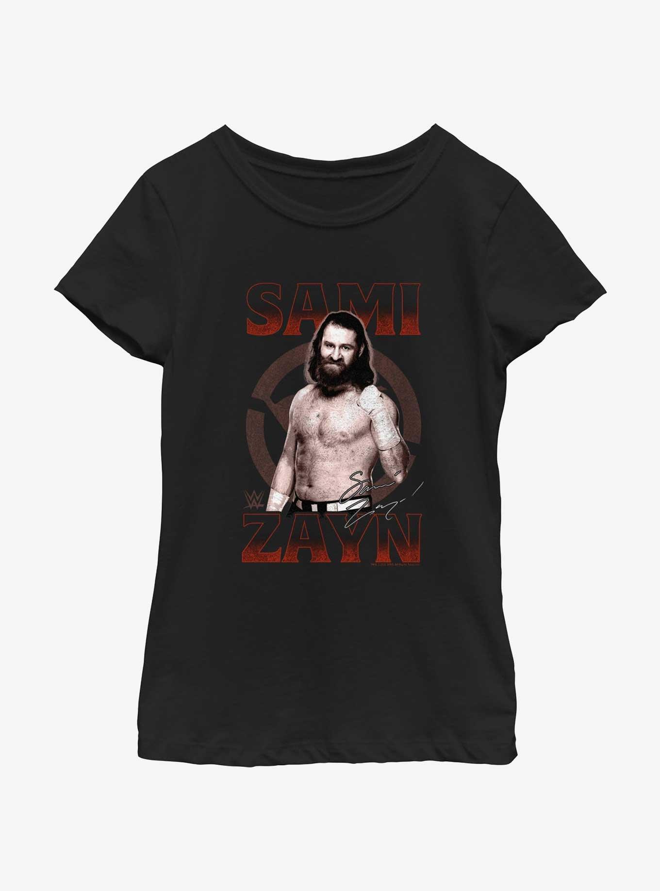 WWE Sami Zayn Portrait Youth Girls T-Shirt, BLACK, hi-res