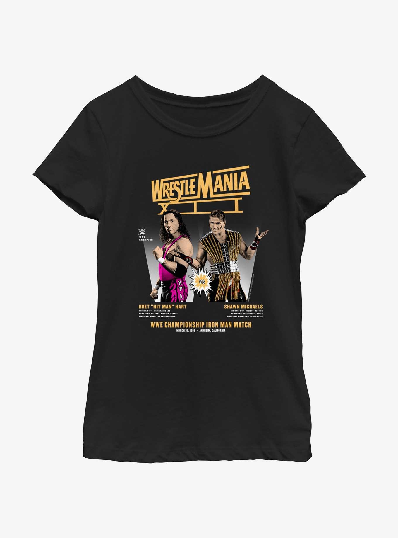 WWE WrestleMania XII Bret Hart Vs Shawn Michaels Youth Girls T-Shirt