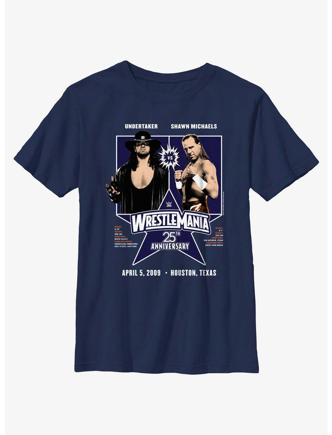 WWE WrestleMania 25 The Undertaker Vs Shawn Michaels Youth T-Shirt, NAVY, hi-res