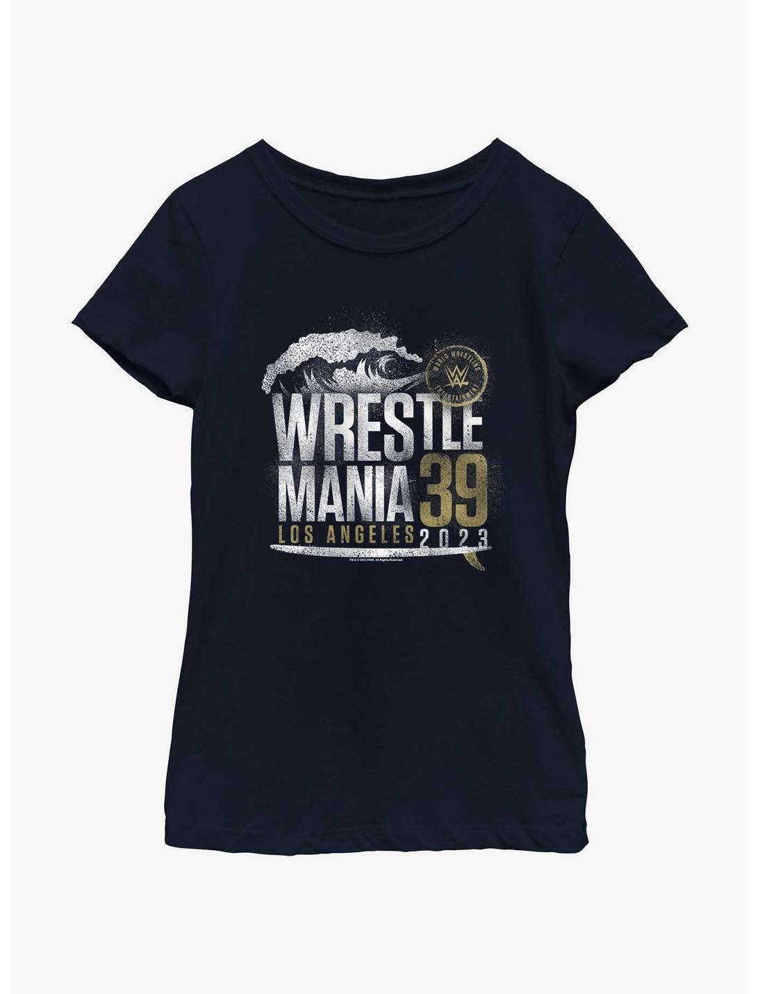 WWE WrestleMania 39 Los Angeles Wave Youth Girls T-Shirt, NAVY, hi-res