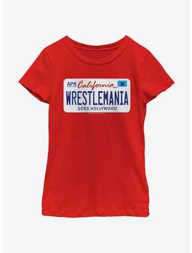 WWE WrestleMania 39 License Plate Logo Youth Girls T-Shirt, , hi-res