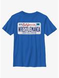 WWE WrestleMania 39 License Plate Logo Youth T-Shirt, ROYAL, hi-res