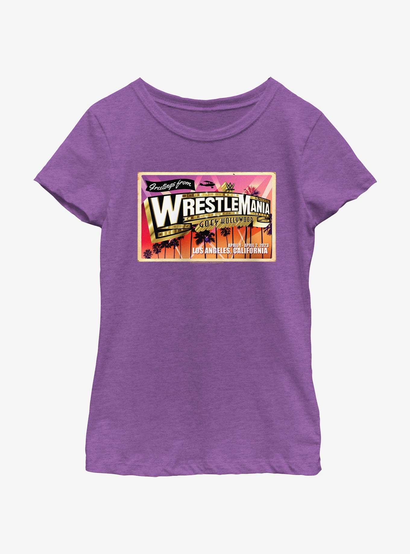 WWE WrestleMania 39 Hollywood Poster Youth Girls T-Shirt