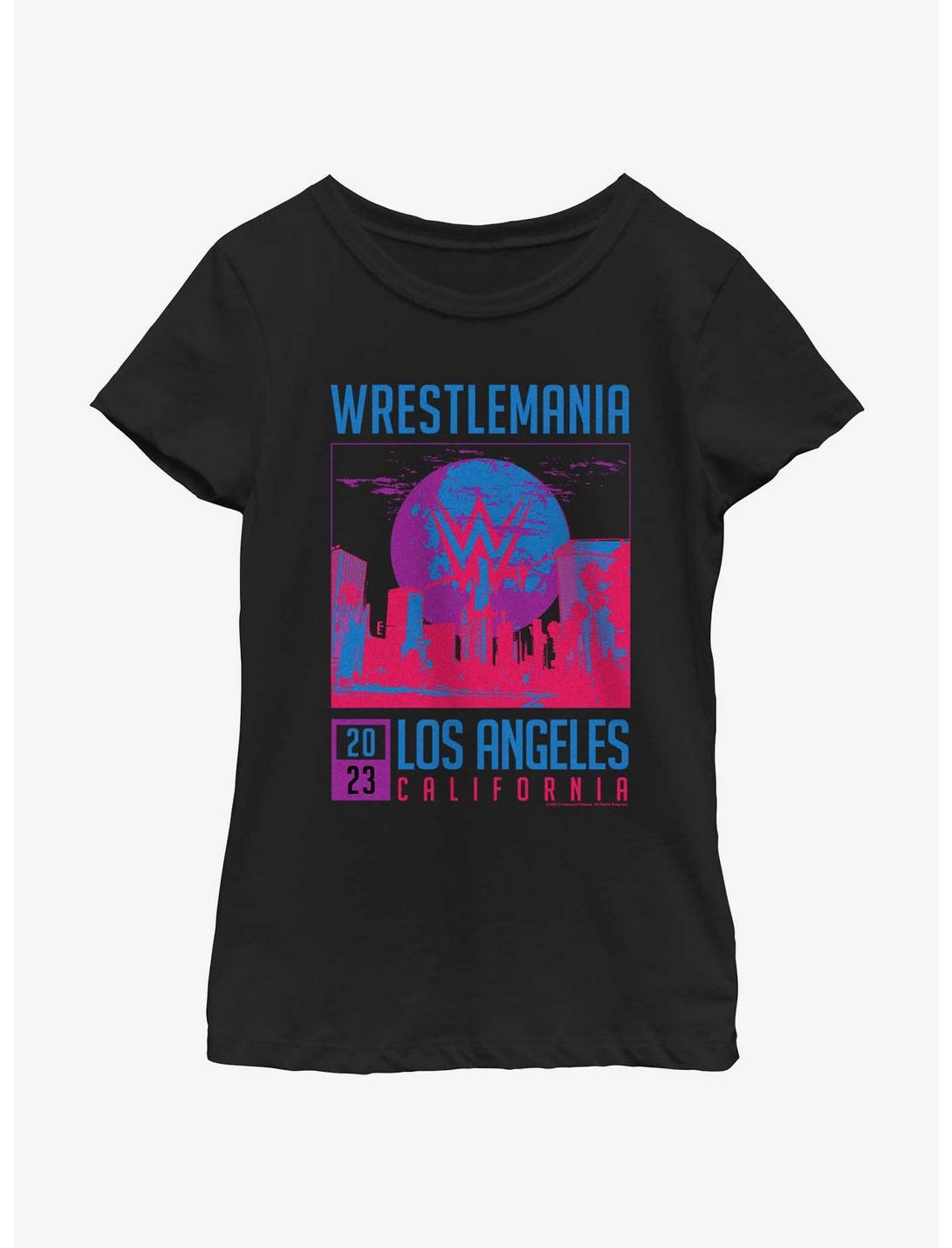 WWE WrestleMania 2023 Los Angeles Poster Youth Girls T-Shirt, BLACK, hi-res