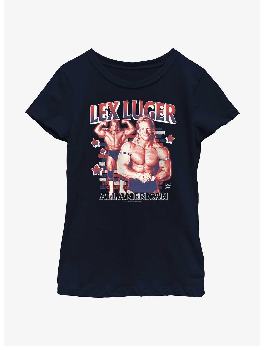 WWE Lex Luger All American Pose Youth Girls T-Shirt, NAVY, hi-res