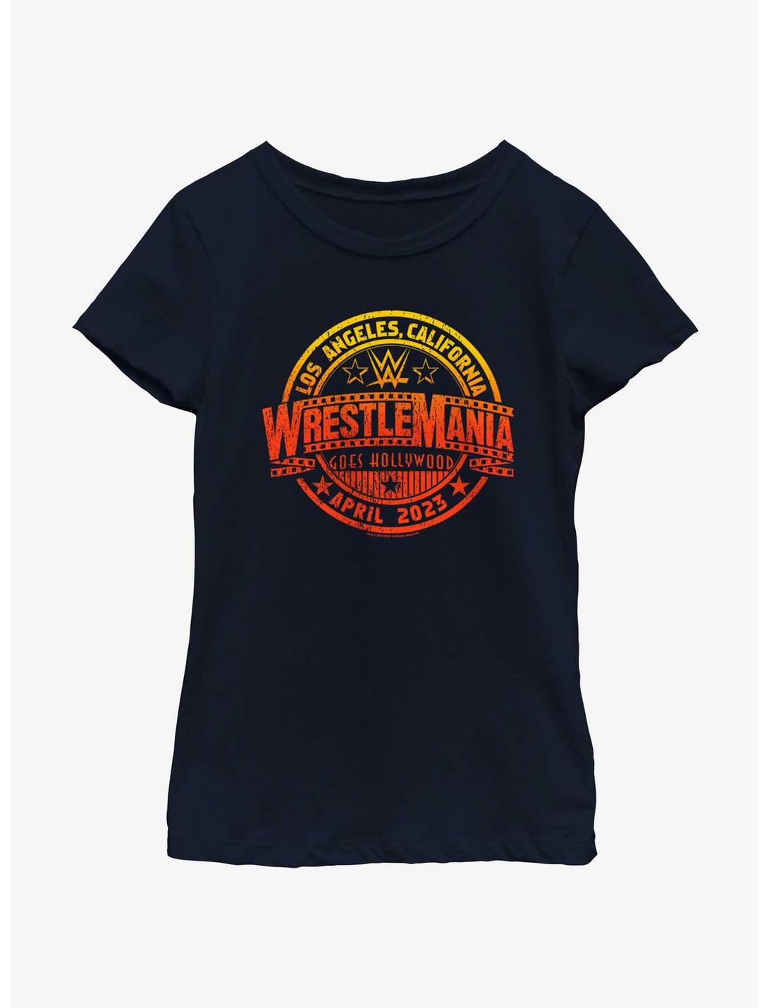 WWE WrestleMania 39 Goes Hollywood Icon Youth Girls T-Shirt, NAVY, hi-res