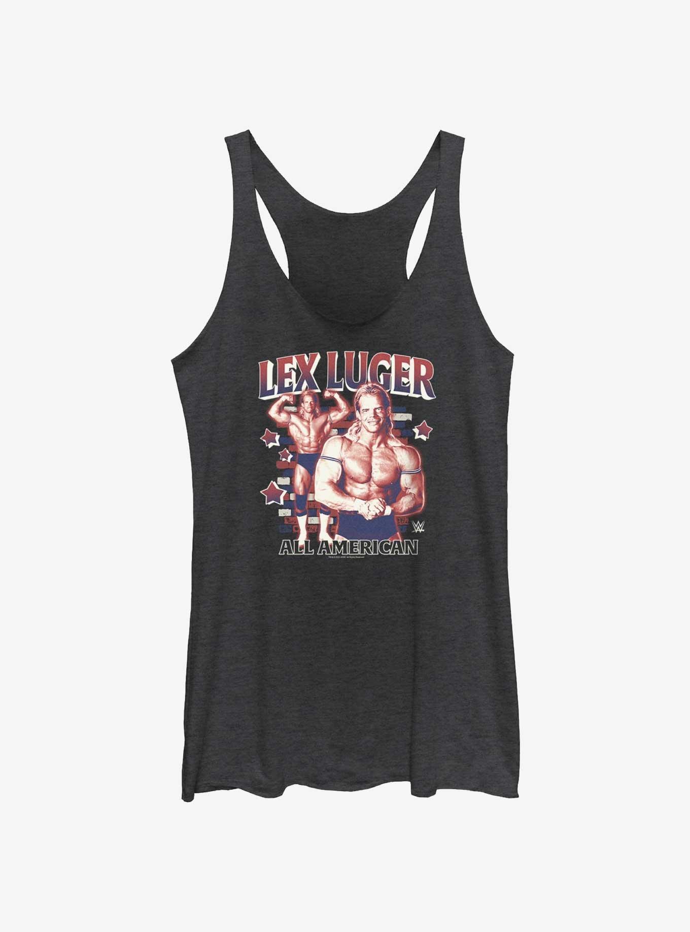 WWE Lex Luger All American Pose Womens Tank Top, BLK HTR, hi-res