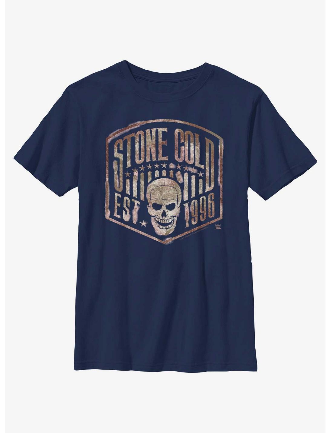 WWE Stone Cold Skull Crest Youth T-Shirt, NAVY, hi-res