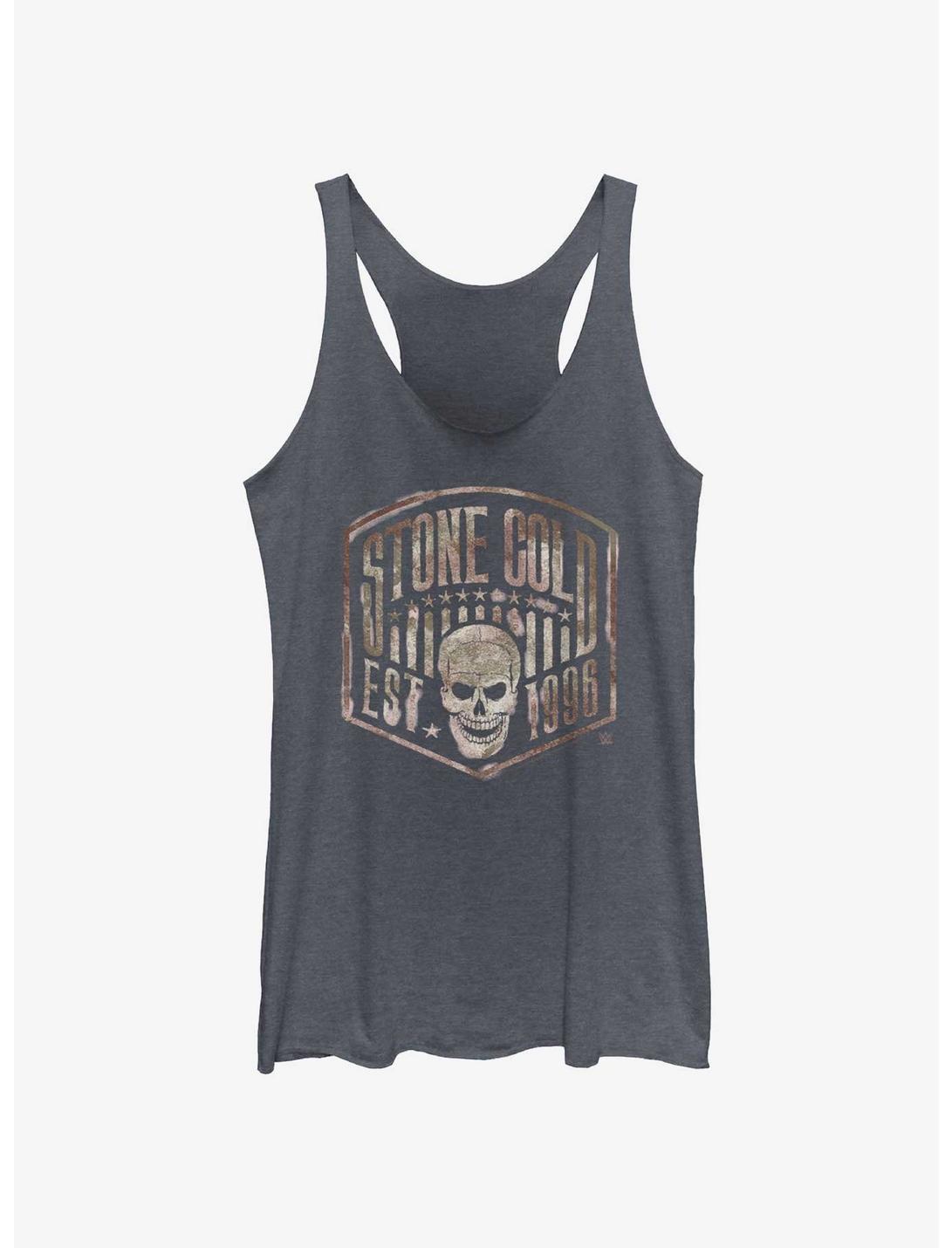 WWE Stone Cold Skull Crest Womens Tank Top, NAVY HTR, hi-res