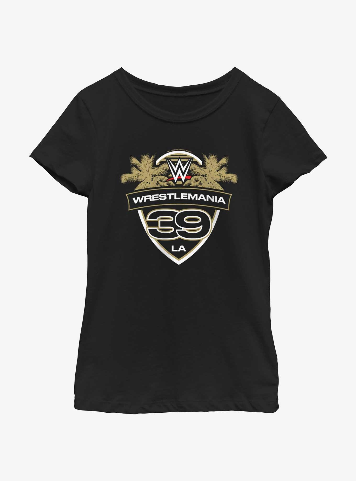 WWE WrestleMania 39 LA Shield Logo Youth Girls T-Shirt