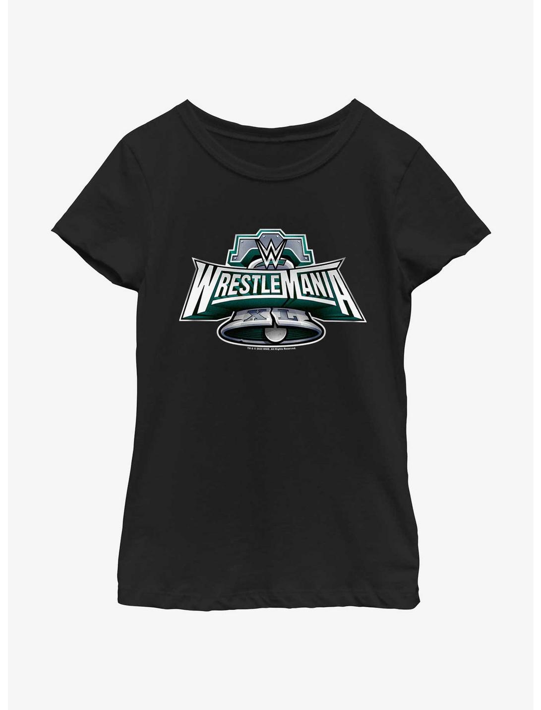 WWE WrestleMania XL Logo Youth Girls T-Shirt, BLACK, hi-res