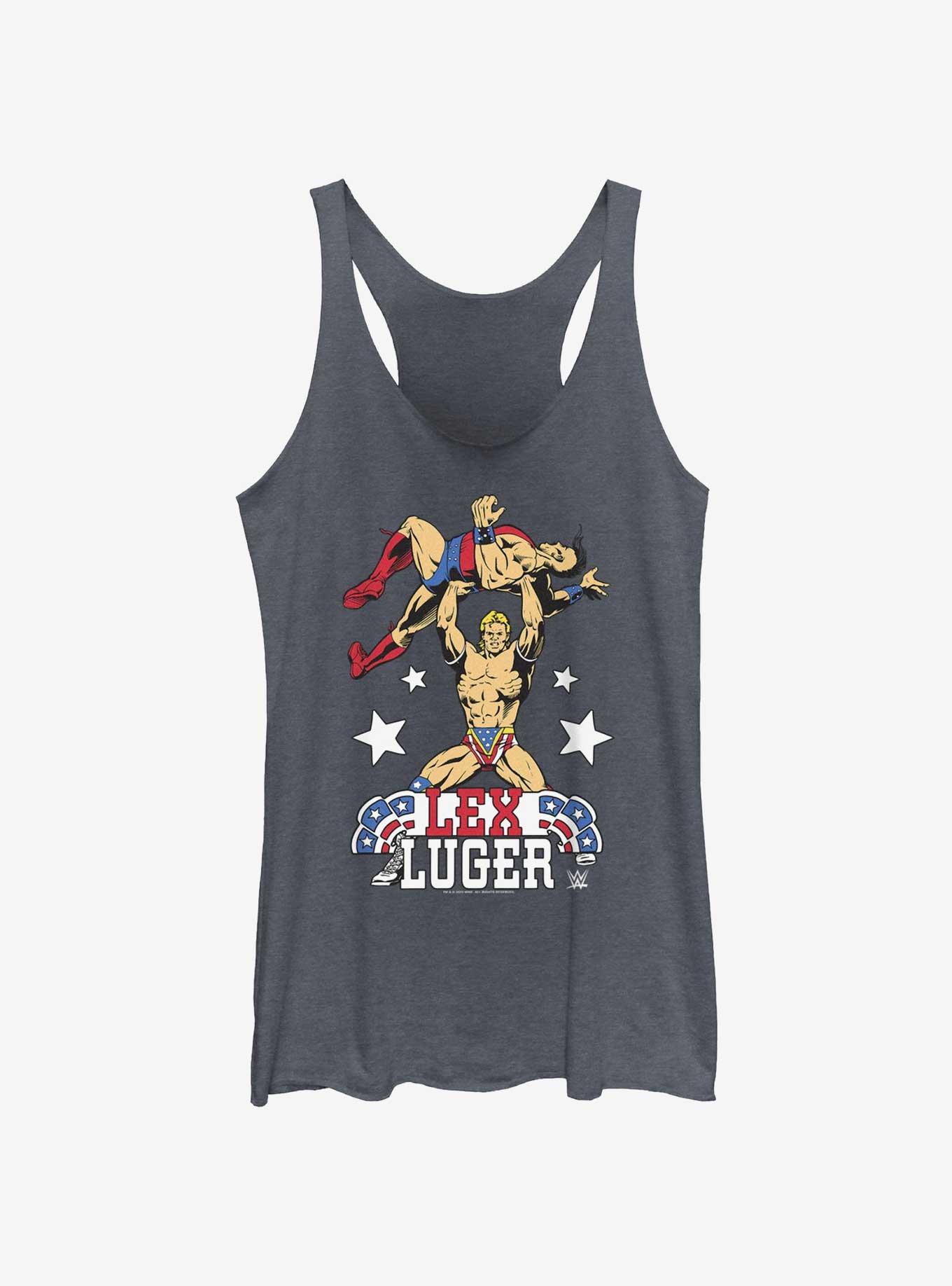 WWE Lex Luger Cartoon Style Womens Tank Top, NAVY HTR, hi-res