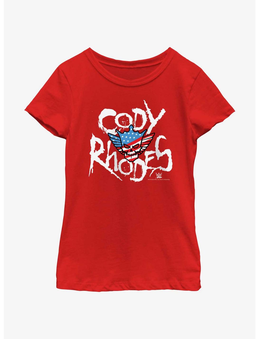 WWE Cody Rhodes Name Logo Youth Girls T-Shirt, RED, hi-res