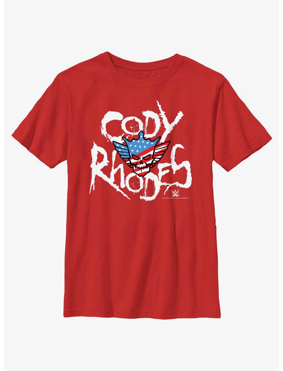 WWE Cody Rhodes Name Logo Youth T-Shirt, RED, hi-res