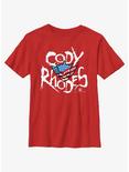 WWE Cody Rhodes Name Logo Youth T-Shirt, RED, hi-res