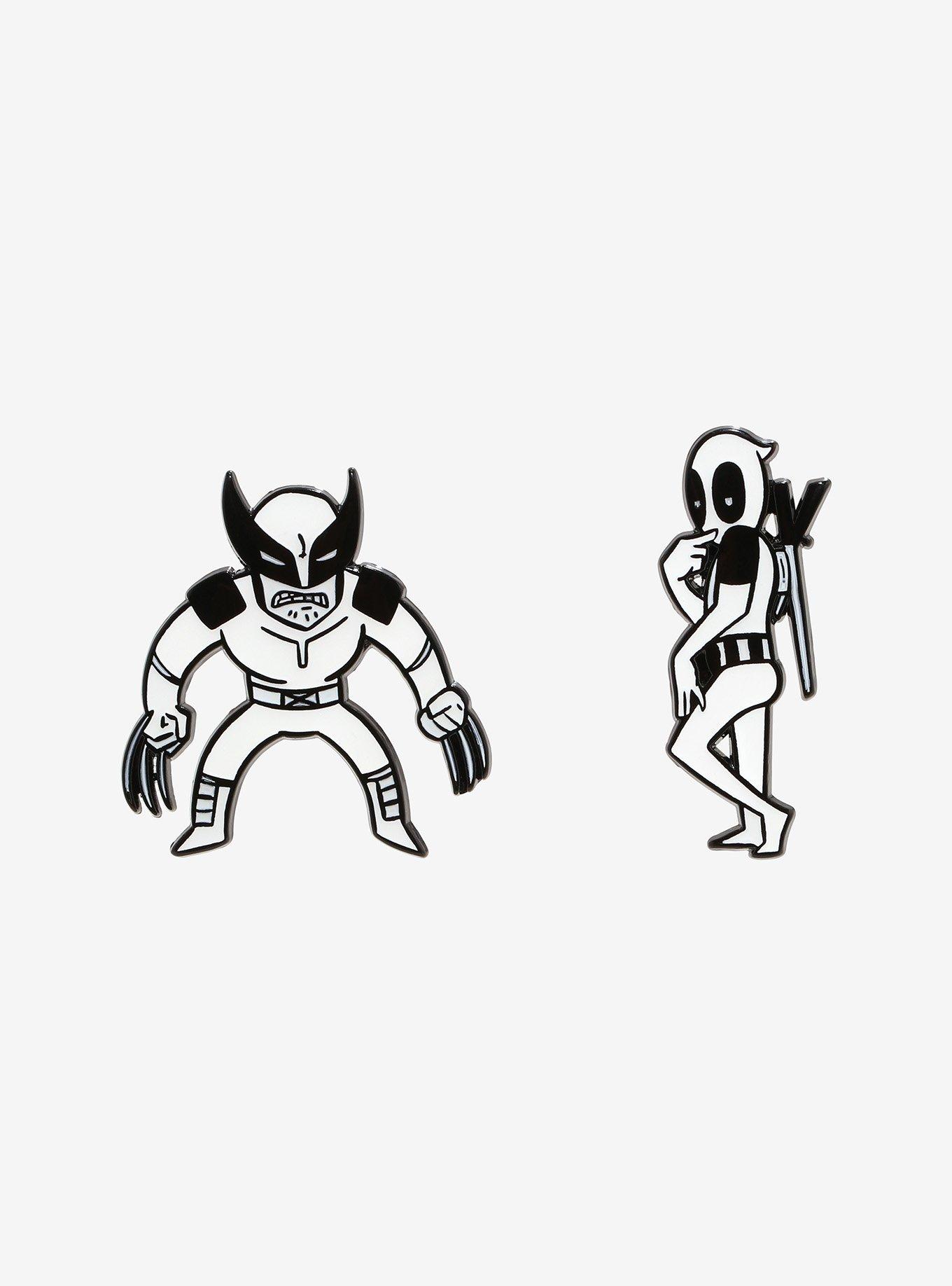 Marvel Deadpool & Wolverine Black & White Duo Enamel Pin Set, , hi-res