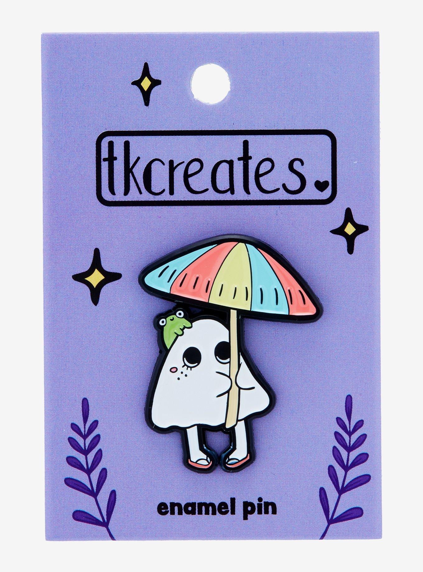 Ghost Mushroom Umbrella Enamel Pin By TKcreates