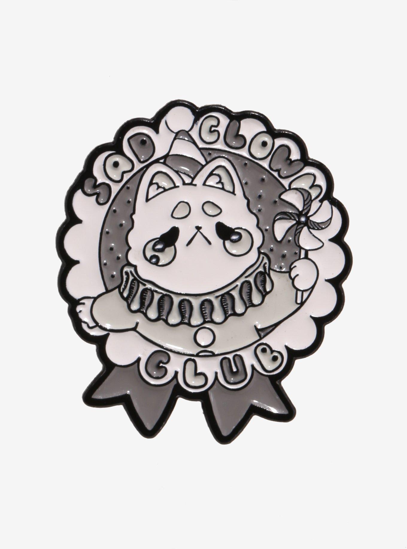 Sad Clown Club Cat Enamel Pin, , hi-res