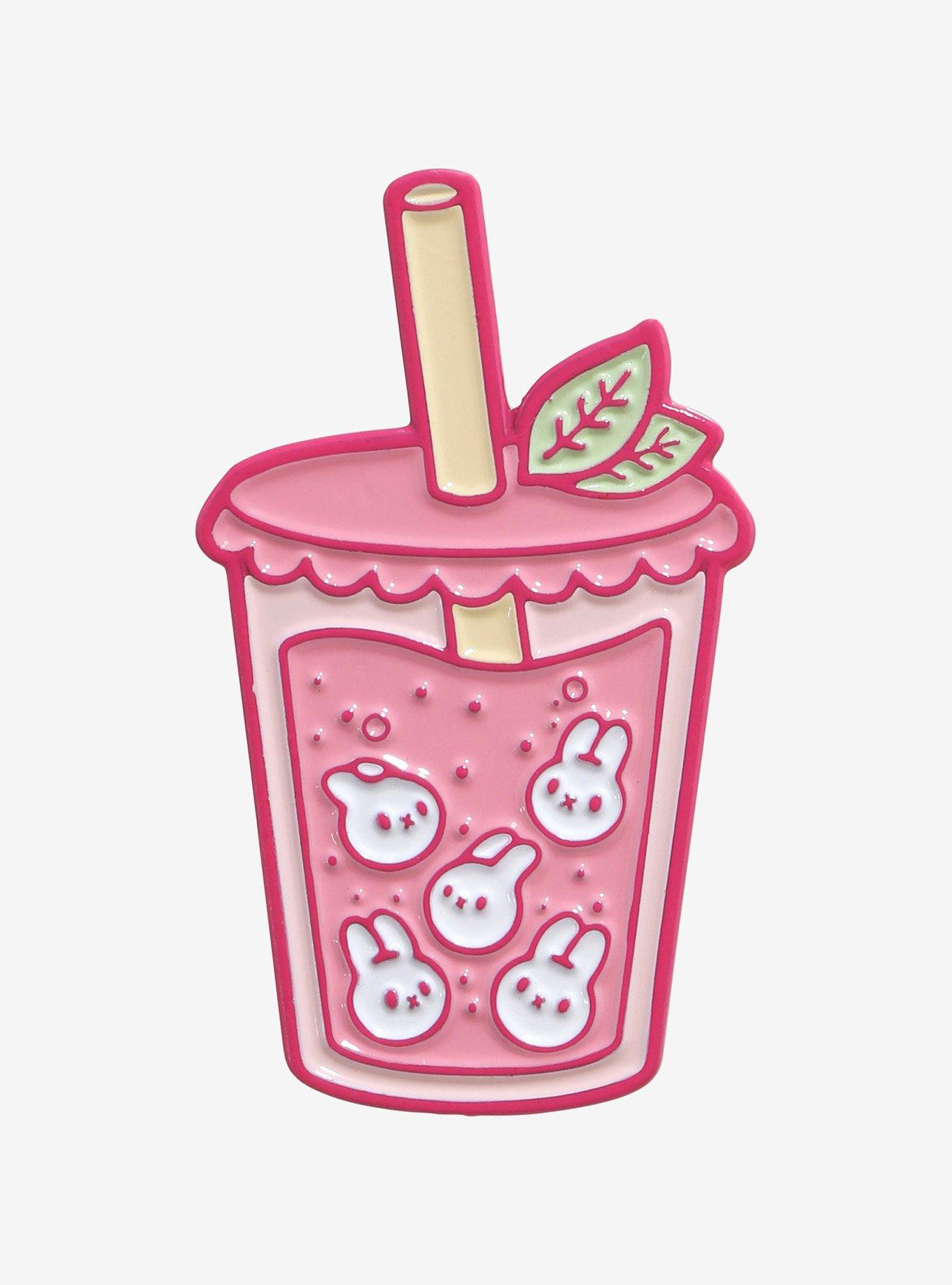 Pink Bunny Boba Enamel Pin By Faith Varvara, , hi-res