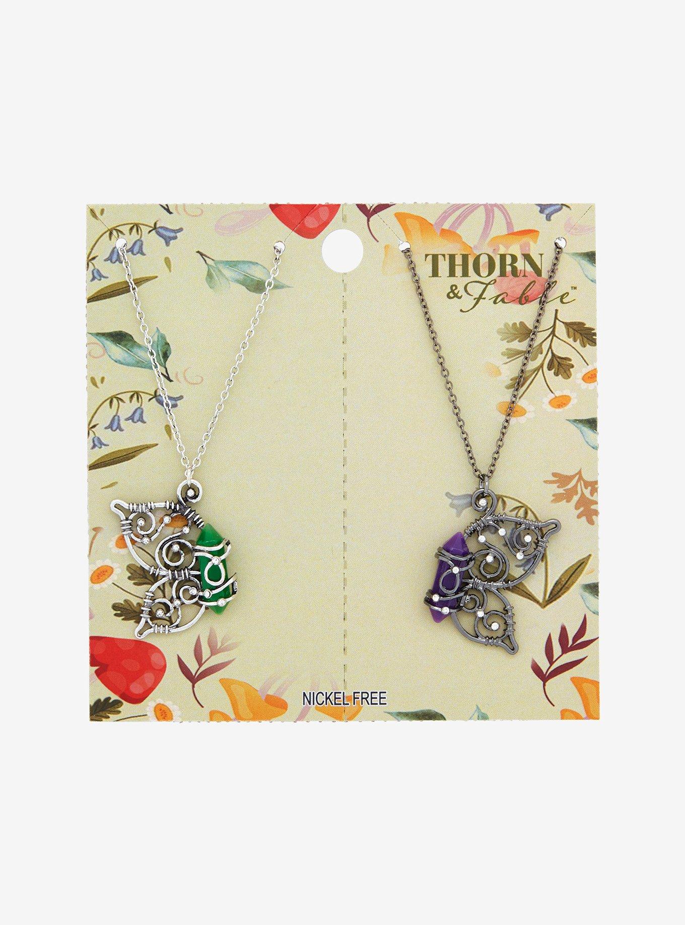Thorn & Fable Butterfly Wing Crystal Best Friend Necklace Set, , hi-res