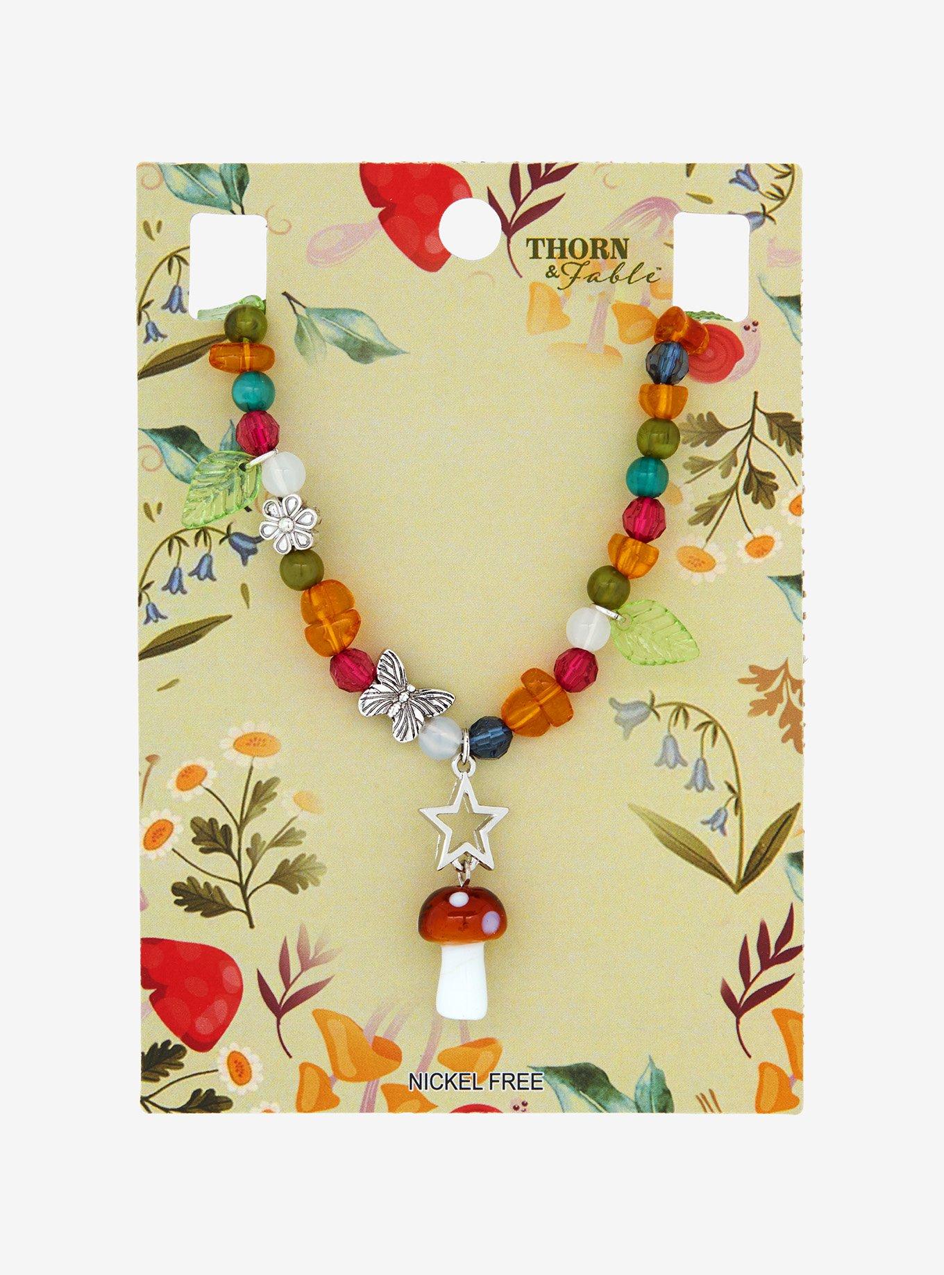 Thorn & Fable Mushroom Butterfly Bead Necklace, , hi-res