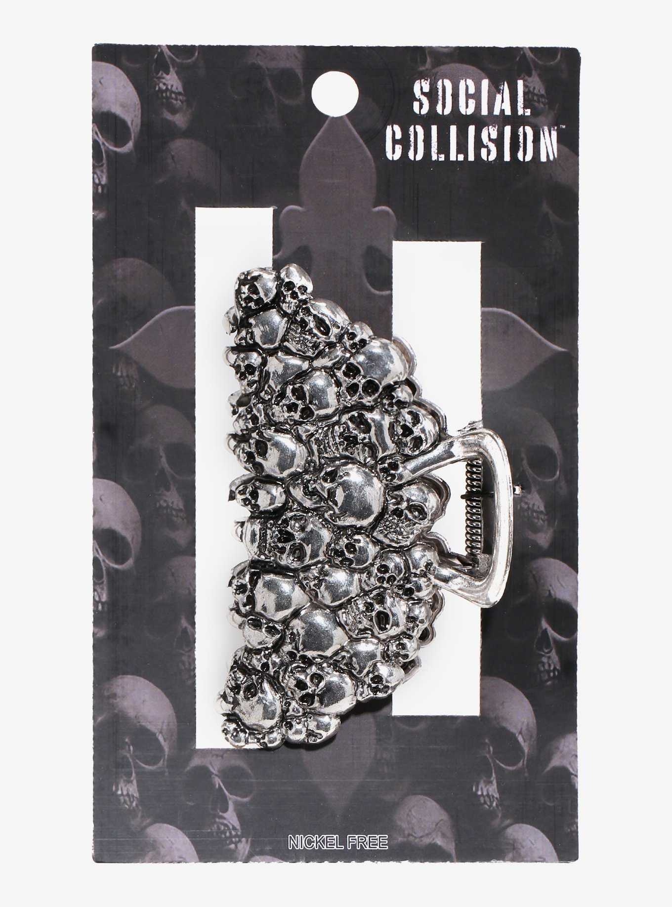 Social Collision Skulls Claw Hair Clip, , hi-res