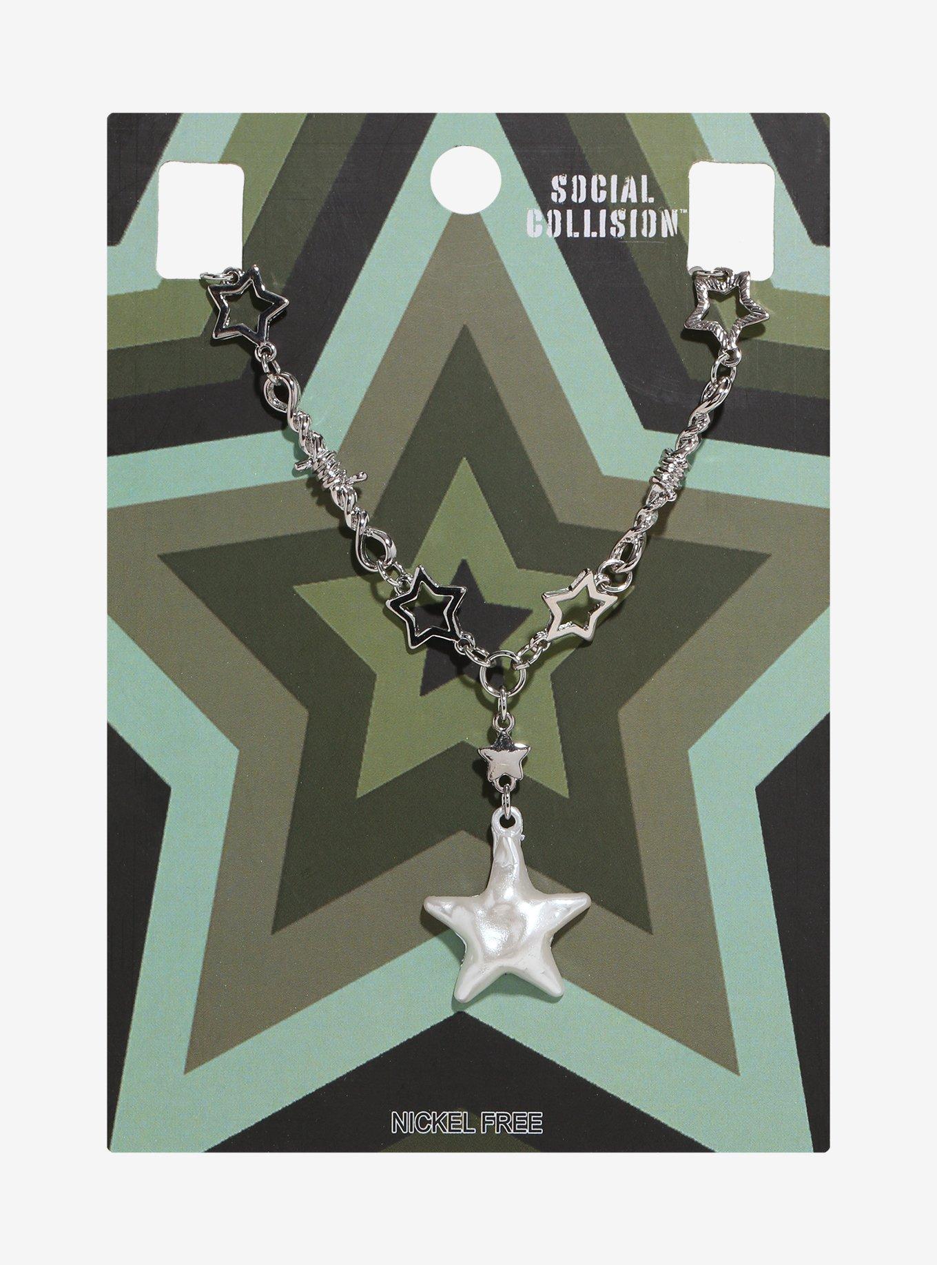 Social Collision Pearl Star Lariat Necklace, , hi-res