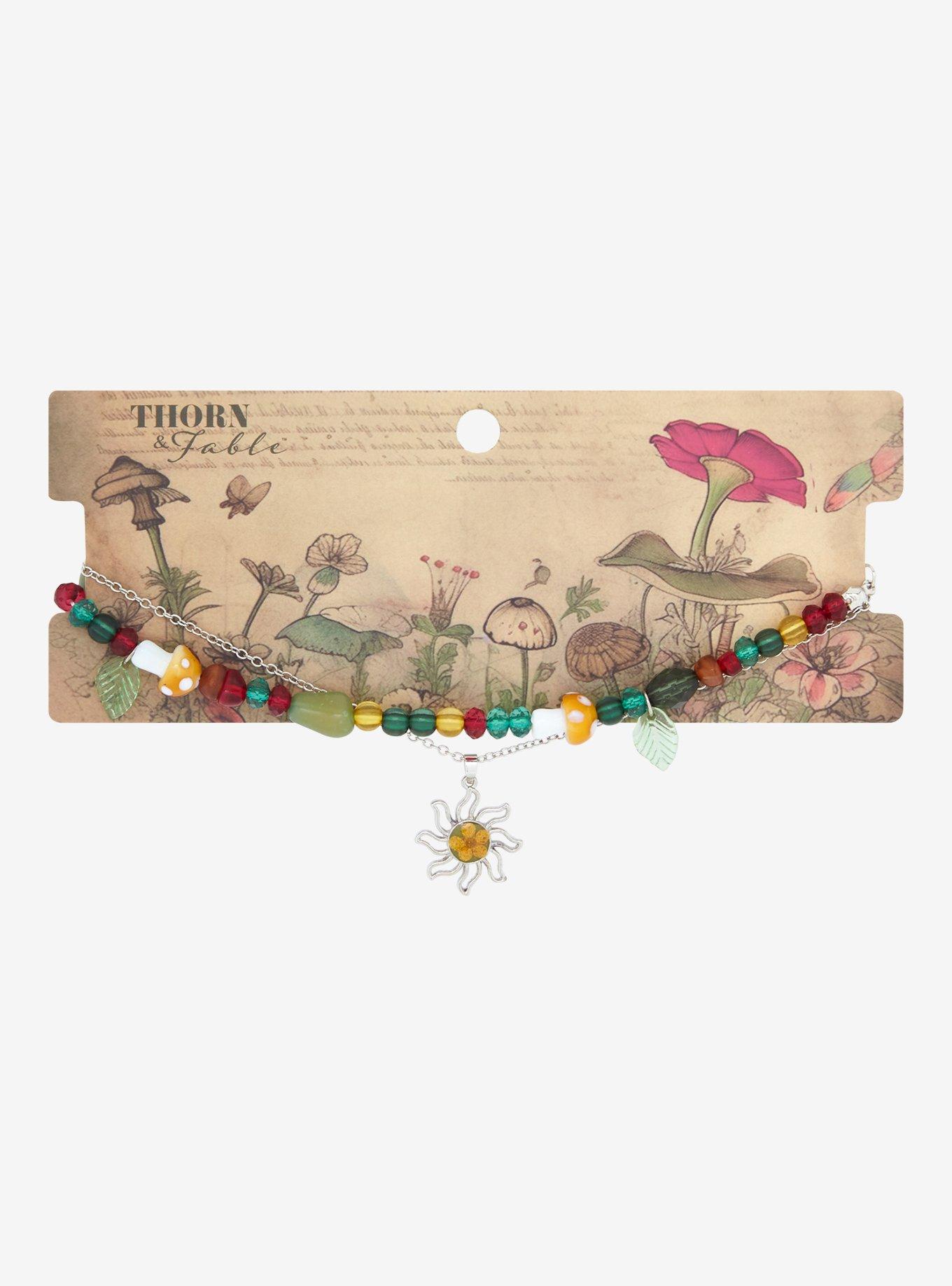 Thorn & Fable Flower Sun Mushroom Bead Necklace Set, , hi-res