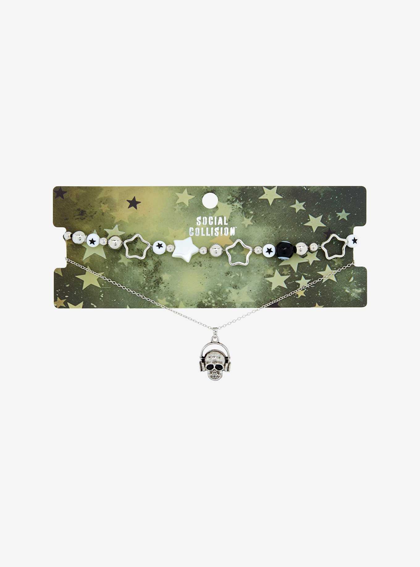Social Collision Star Skull 8 Ball Necklace Set, , hi-res