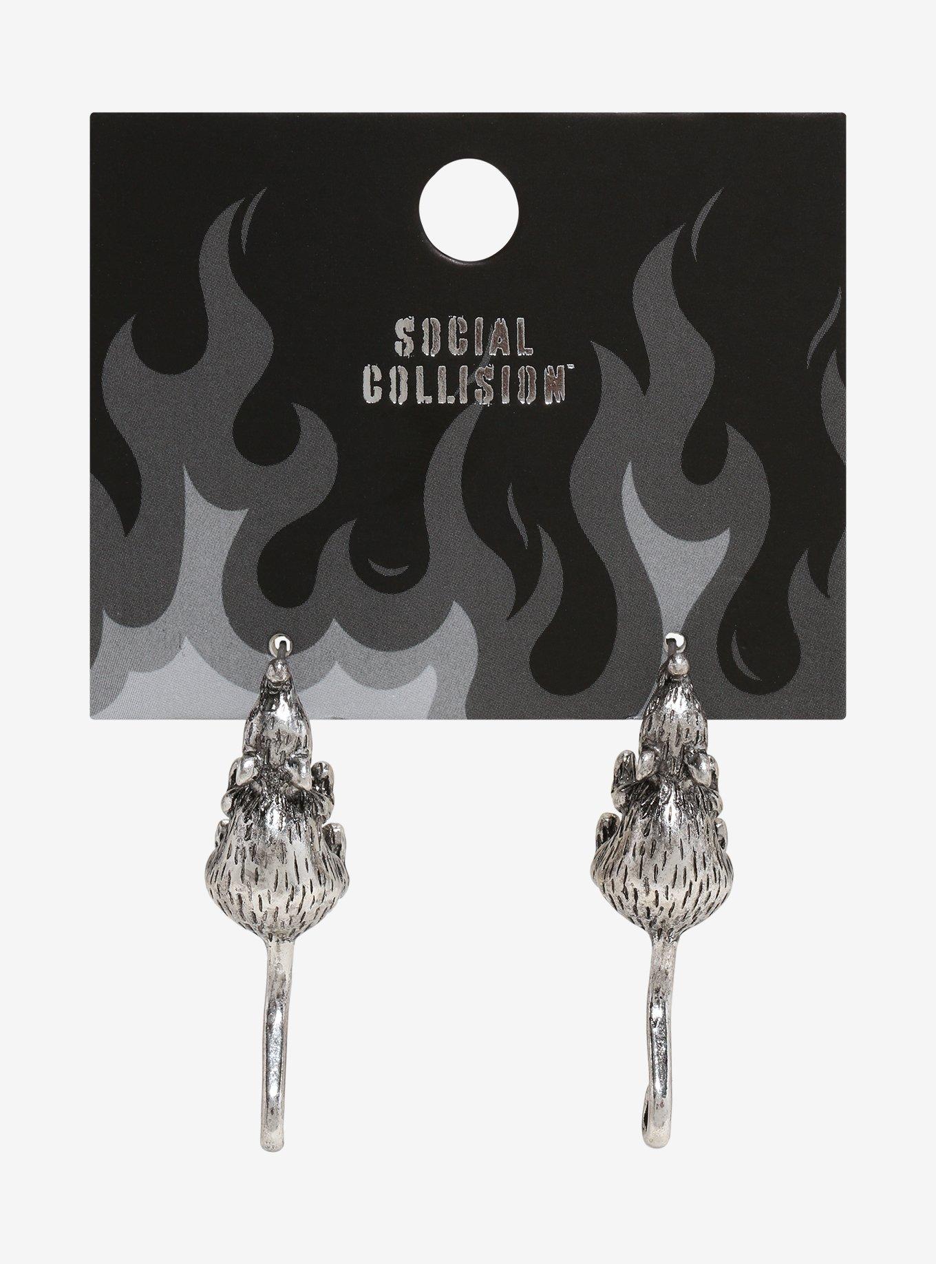 Social Collision Rat Biting Earrings | Hot Topic