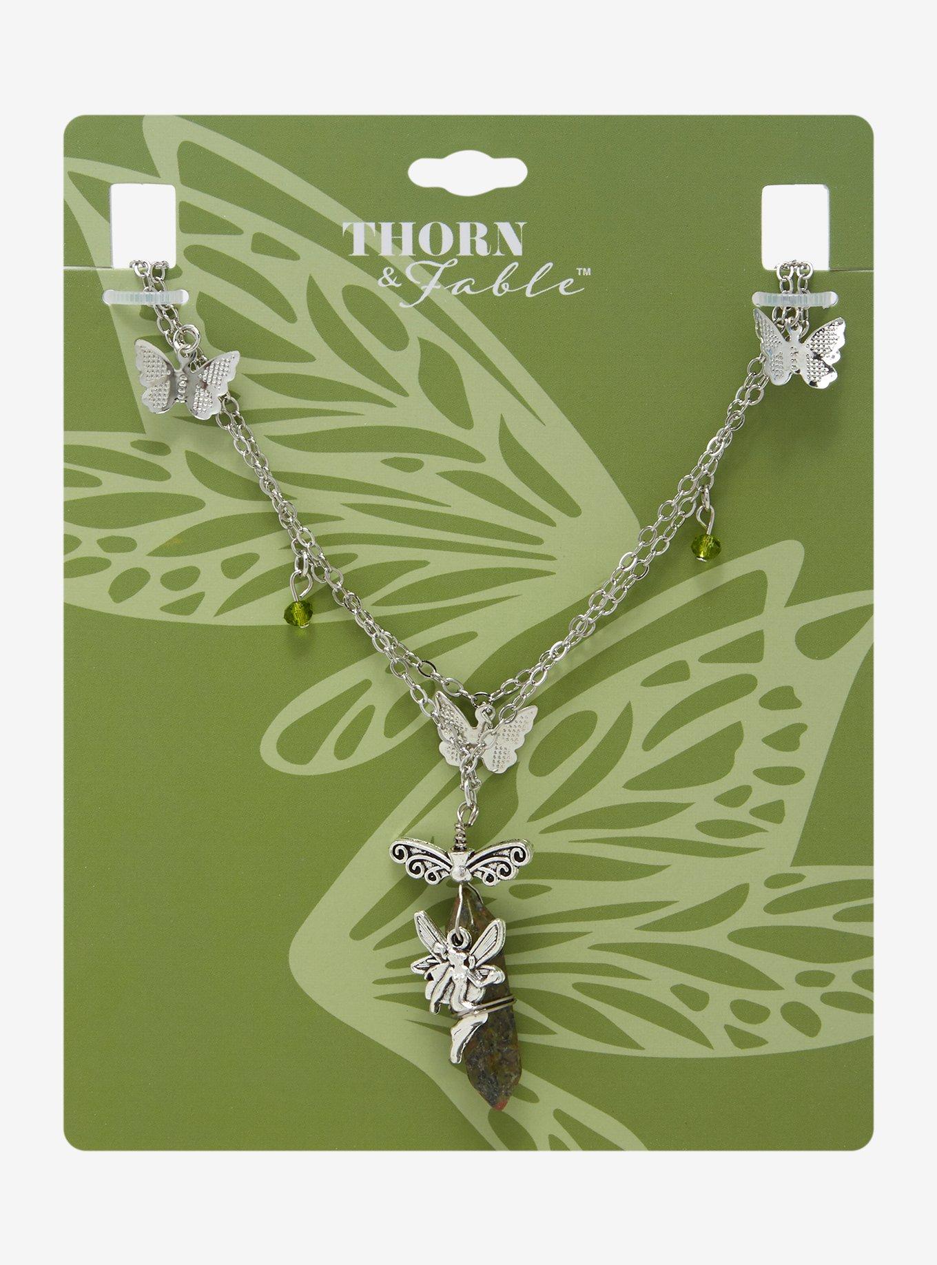 Thorn & Fable Butterfly Fairy Crystal Layered Necklace, , hi-res