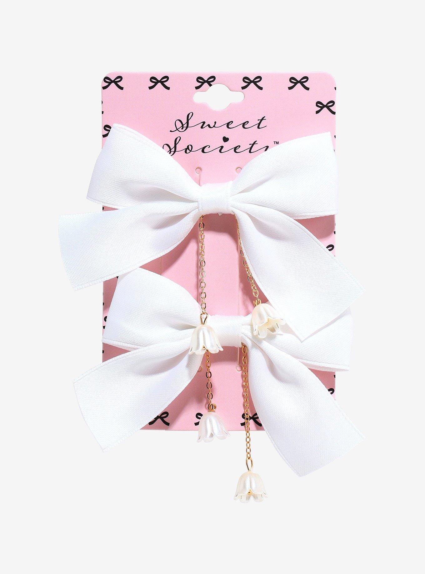 Sweet Society White Flower Hair Bow Set, , hi-res