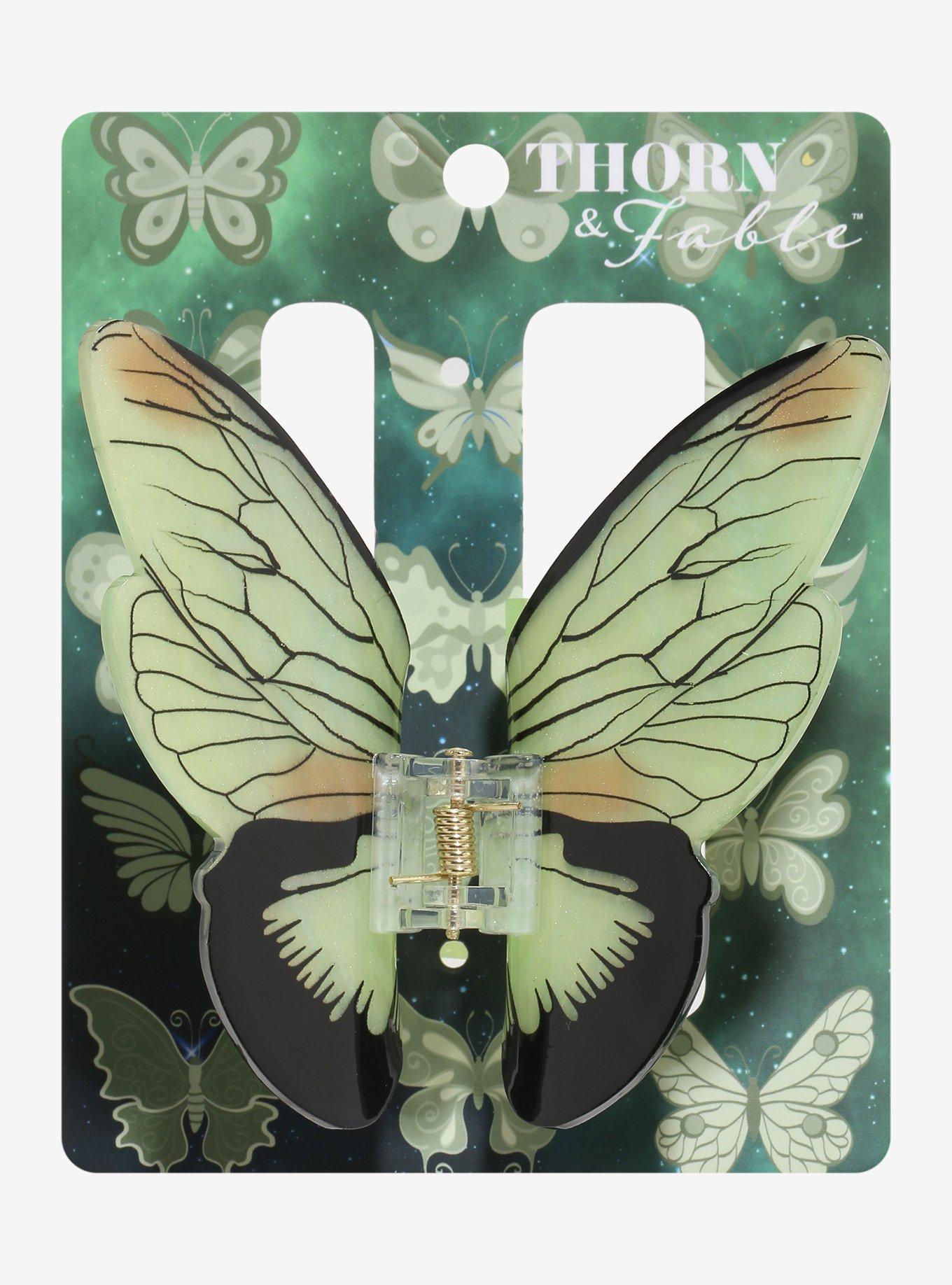 Thorn & Fable Green Butterfly Claw Hair Clip, , hi-res