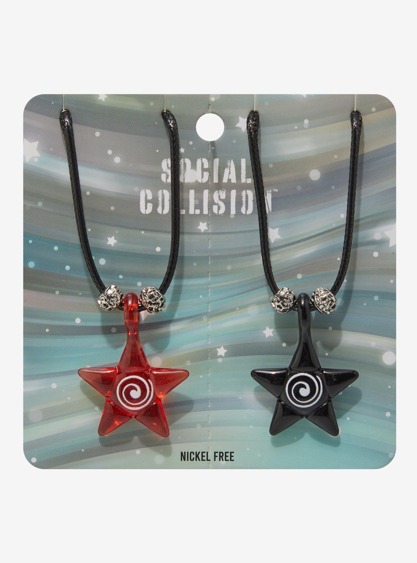 Social Collision Glass Spiral Star Best Friend Necklace Set, , hi-res