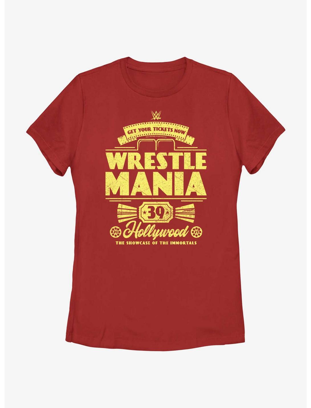 WWE WrestleMania 39 Get Your Tickets Hollywood Womens T-Shirt, RED, hi-res