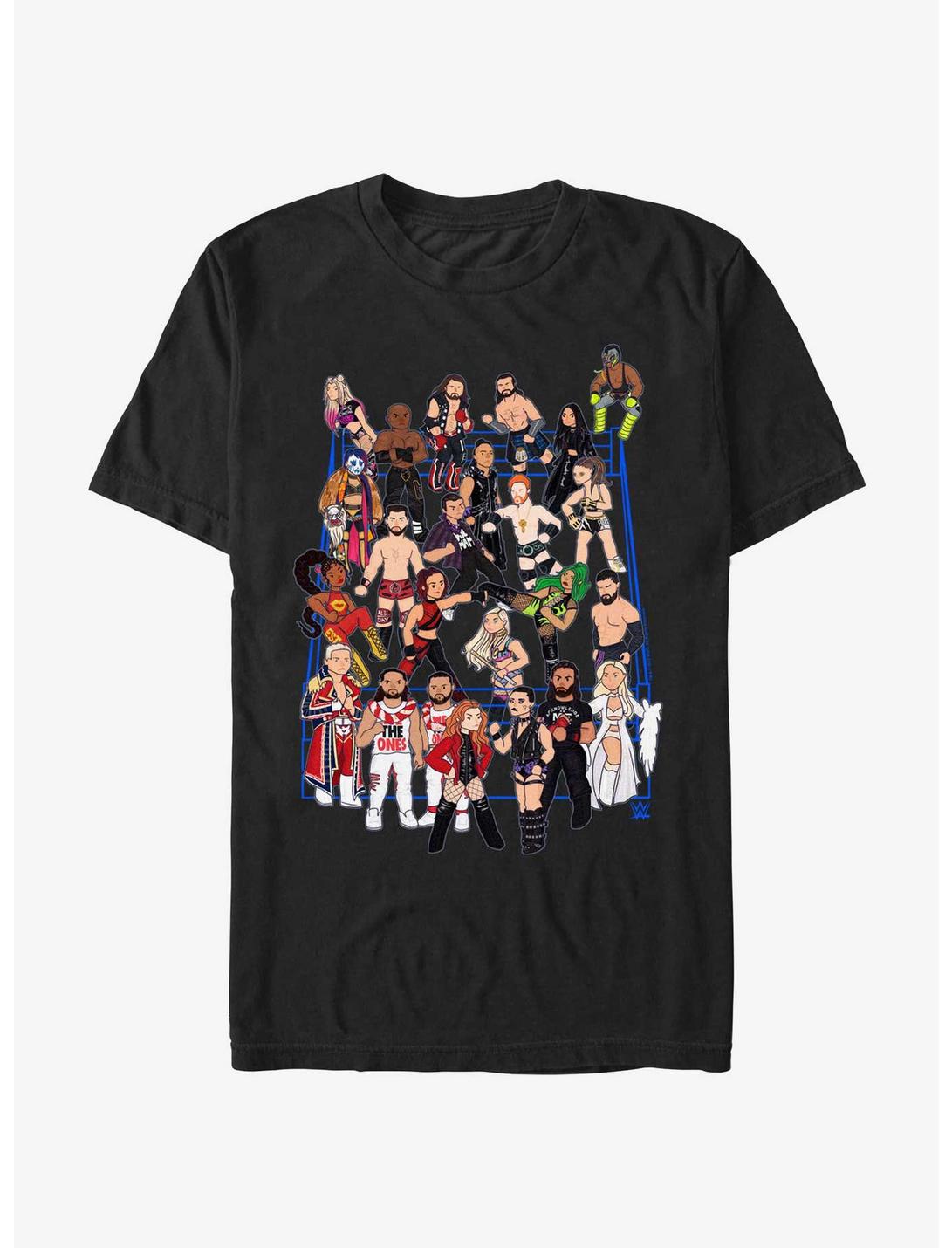 WWE Superstar Showdown Cartoon Style T-Shirt, BLACK, hi-res