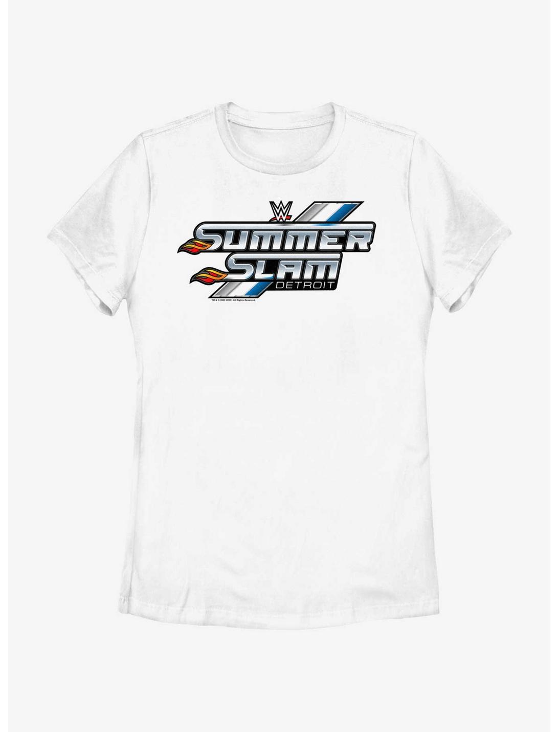 WWE Summerslam Detroit Outline Logo Womens T-Shirt, WHITE, hi-res