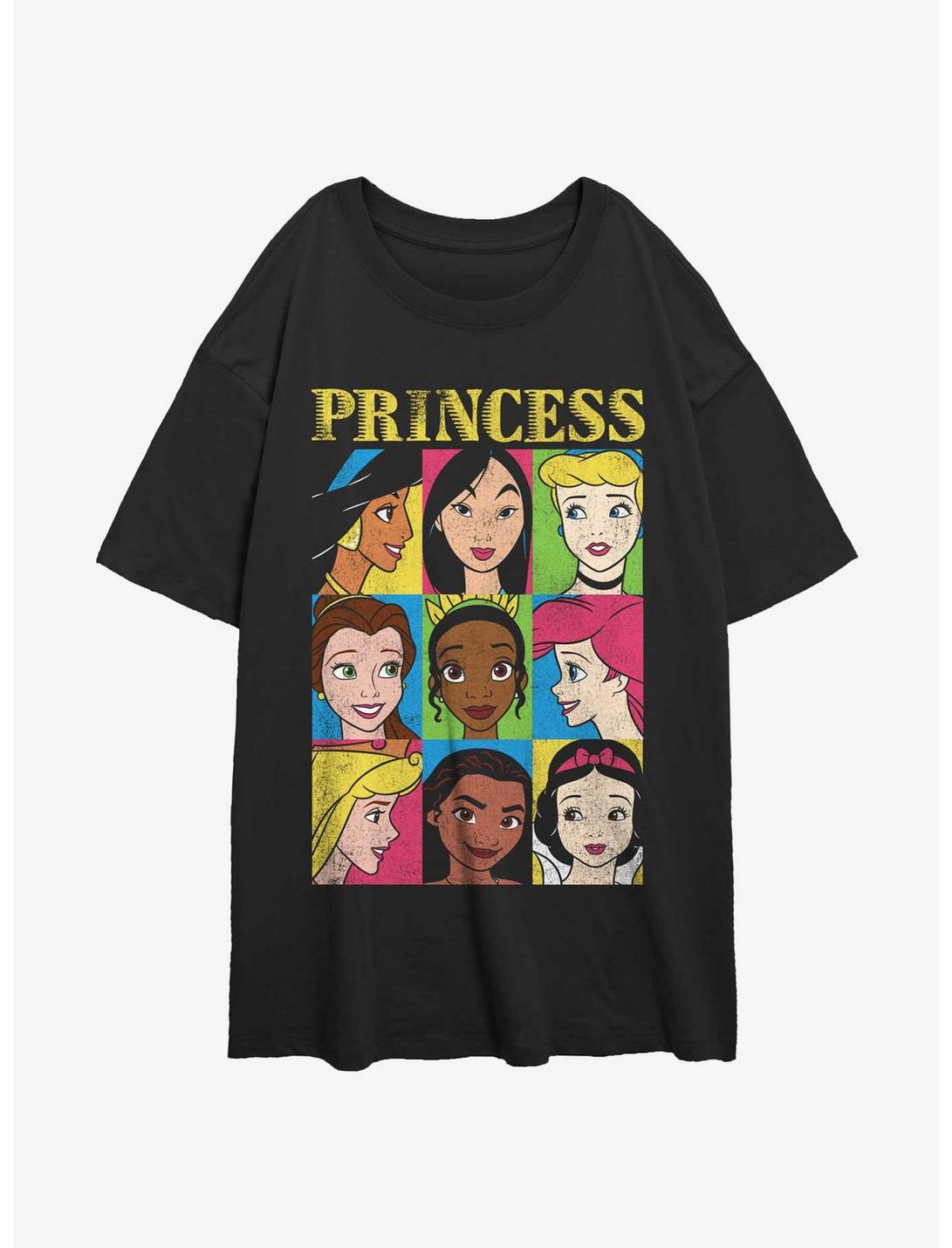 Disney Princesses Princess Bunch Womens Oversized T-Shirt, BLACK, hi-res