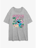 Disney Lilo & Stitch Aloha Stitch Womens Oversized T-Shirt, ATH HTR, hi-res