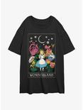 Disney Alice in Wonderland Cosmic Flowers Womens Oversized T-Shirt, BLACK, hi-res